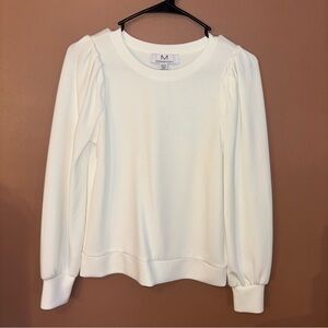 Magaschoni Women Pullover Sweatshirt White Crew Neck Long Sleeve Size XS